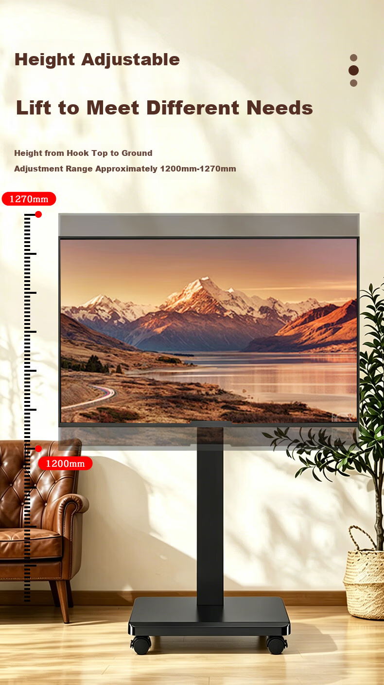 Geer 32-60 Inch Mobile TV Stand Video Conference LCD Screen Universal Floor Cart Rotatable Horizontal and Vertical Mount Floor Stand 4