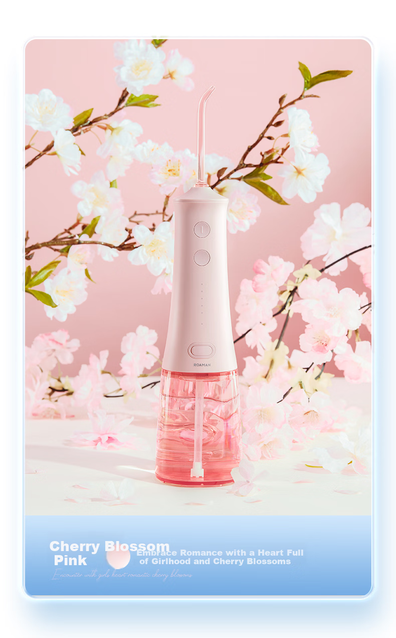 ROAMAN Bear Portable Electric Dental Orthodontic Water Flosser Teeth Cleaner Water Jet Student Gift for Couples W10 Pink 5