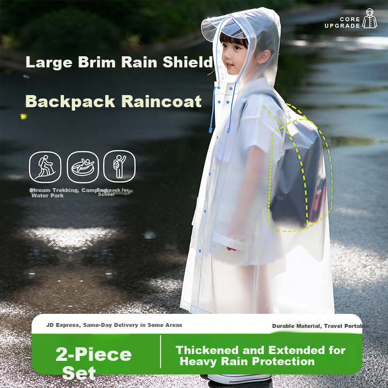 Yucheng 2026 New Disposable Children's Raincoat for Primary School Students with Backpack Slot, Long Thickened Portable Travel Raincoat