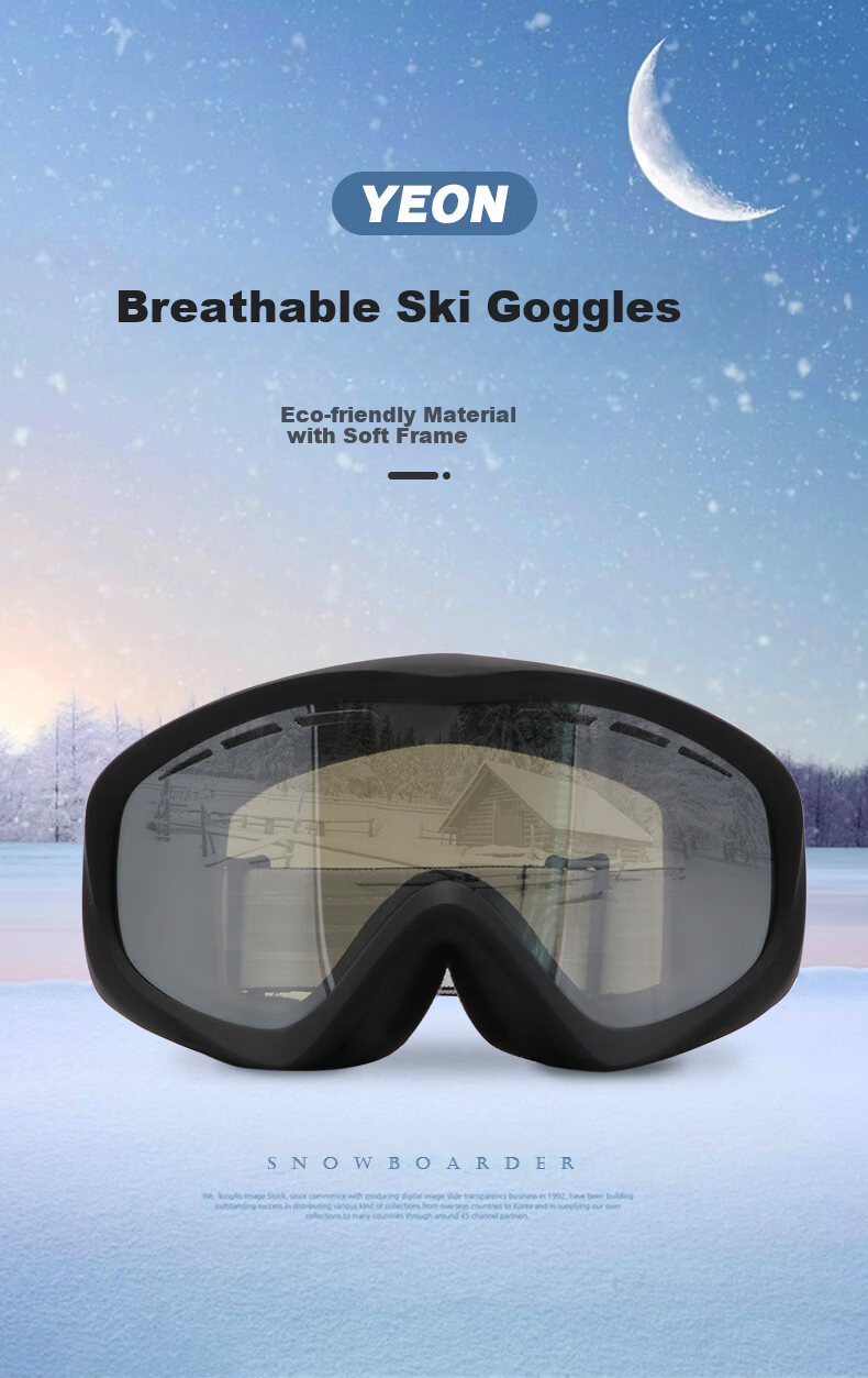 YEON Kids Double-Layer Cylindrical Impact-Resistant Ski Goggles Youth HD Anti-Fog Y6-2202 White Frame Blue Lens 1