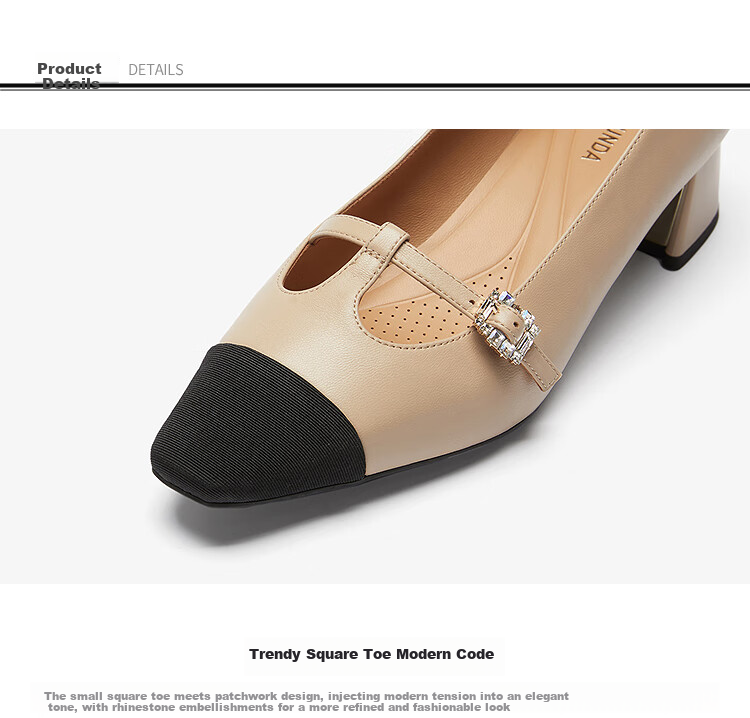 Laird Spring 2026 New Elegant Lambskin Chunky Heel Mary Jane Shoes for Women 7M41013 Bean White OWK38 4