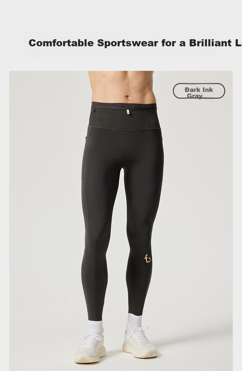 Feibit Thick Fleece Long Pants 3.0 Men's Sweat-Wicking Running Compression Waist Bag Pants Warm Training Wear Classic Black XS 18