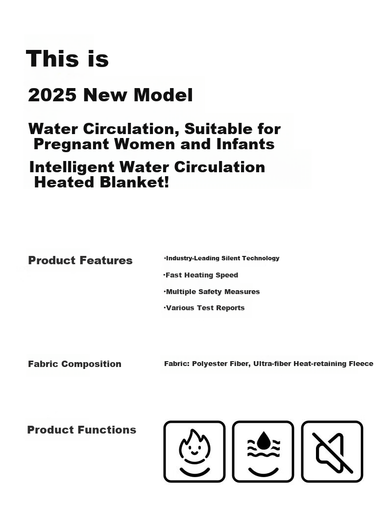 Royalstar Water Heating Electric Blanket Water Circulation Anti-Mite Dehumidification Home Smart Timer Temperature Control Single 1.2*1.8m 3