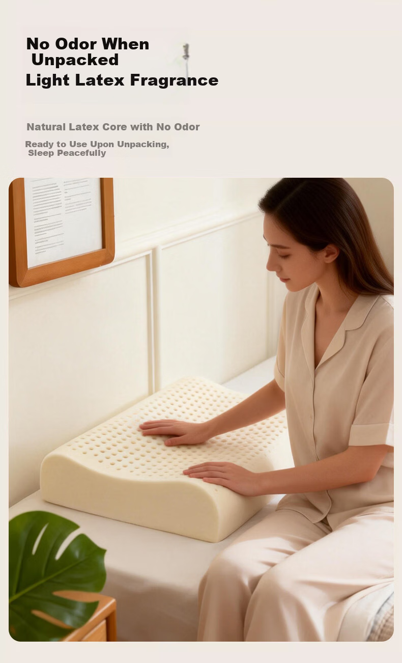 La Torretta Pure Latex Pillow, 93% Natural Latex, Imported from Thailand, Adult Cervical Spine Support Pillow Core, Wave Pillow, Medium Pillow 10