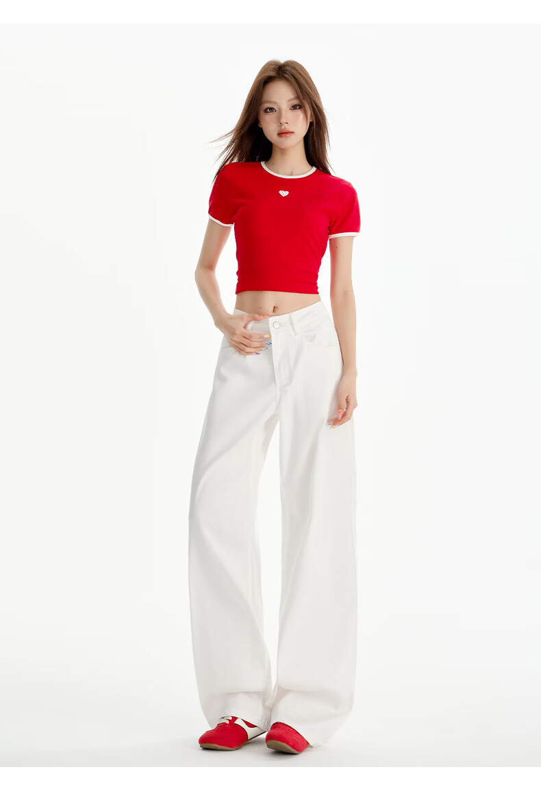 Jeanswest Women's Summer Thin Tencel Wide-Leg High-Waist Draped Ice Silk Straight-Leg Floor-Length Pink-Purple Tencel Pants L 11