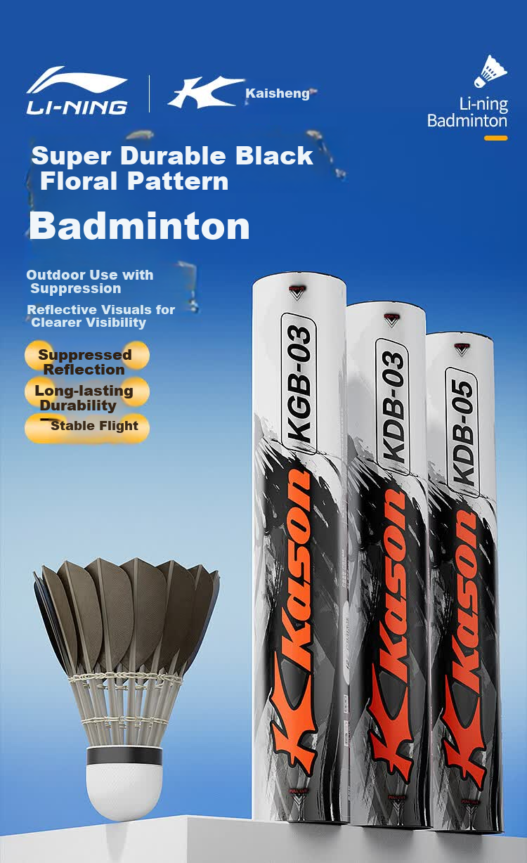 KASON Li-Ning Kason KGB03 Authentic Professional Training Badminton Durable Outdoor Windproof Black Goose Feather Shuttlecock 1