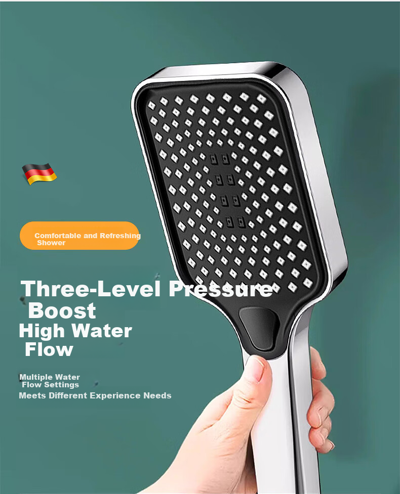 X-GRKE Germany High-Pressure Shower Head Set with Hose and Filter, Powerful Water Flow Booster 13