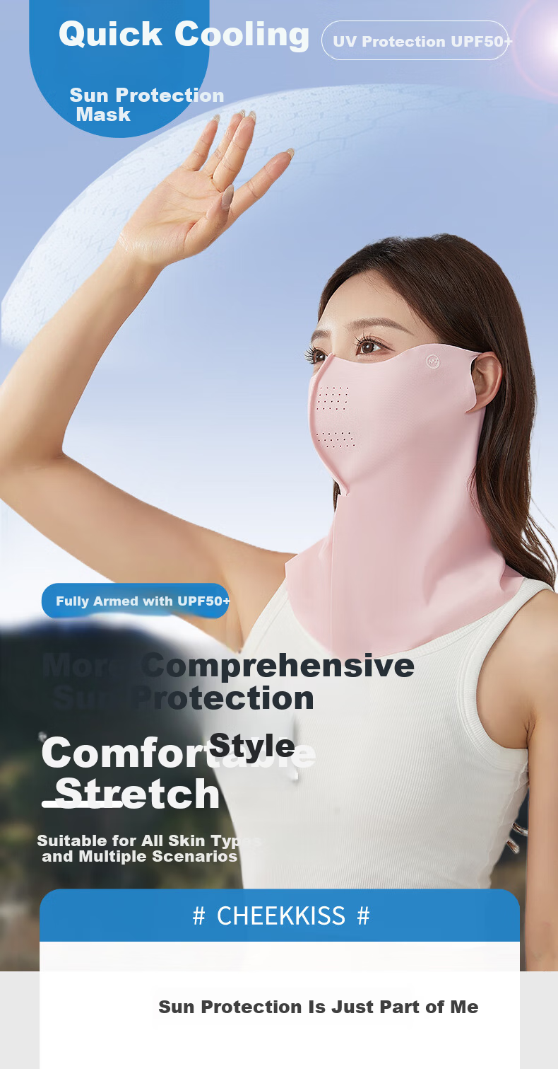MiiOW Ultra-Thin Breathable Sunscreen Face Mask for Women, One-Piece UV Protection Neck and Face Cover for Outdoor Cycling, Driving, and Travel 1