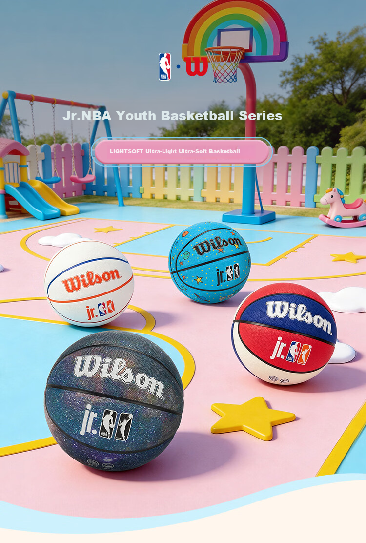 Wilson Jr. NBA Starry Sky Color Indoor/Outdoor Youth Basketball Size 5 for Kids Ages 6-12 2