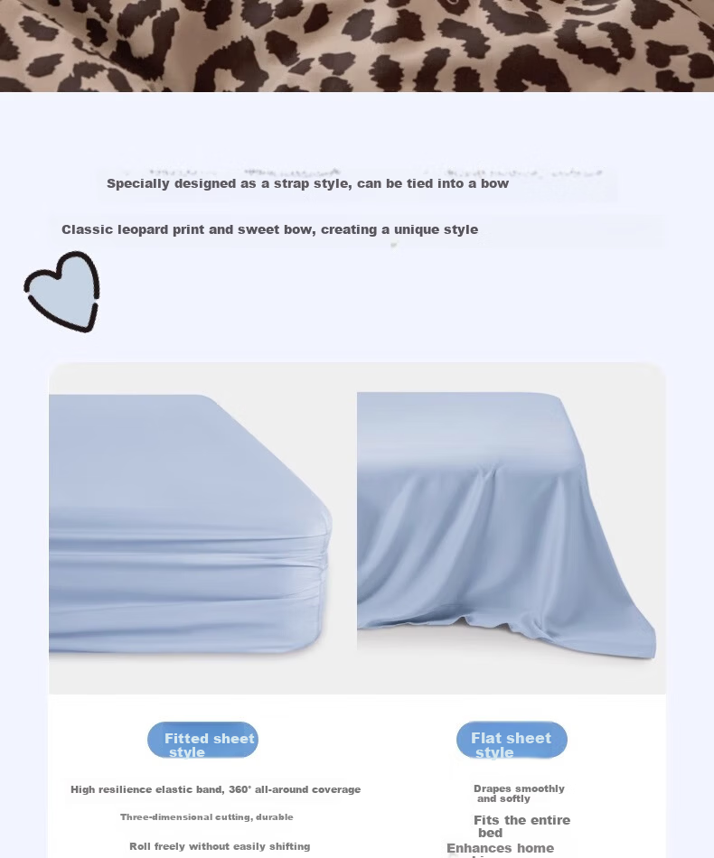 Tbh Sanrio Hello Kitty 3-Piece Bedding Set Cotton Four-Season Twill Printed Bed Linen 1.2m Denim Leopard Print 11
