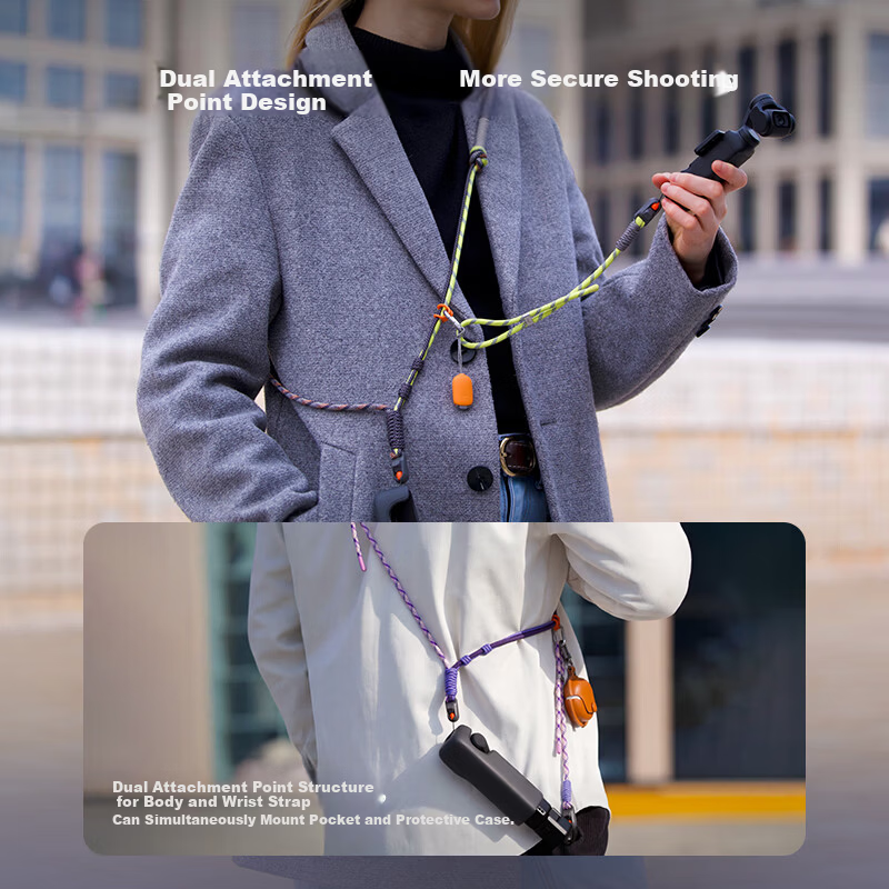 PGYTECH Camera Strap for DJI Osmo Pocket 4/3, Dandelion Shoulder Strap, Crossbody Strap, Wrist Portable - Mint Green Deep Play Edition