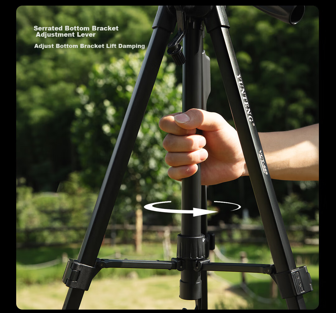 YUNTENG 860 Professional Tripod with Spiked Feet, Hydraulic Head for DSLR, Mirrorless Camera, Camcorder, Smartphone, Vlog Video Shooting, Live Streaming, Outdoor Travel Photography Stand 58