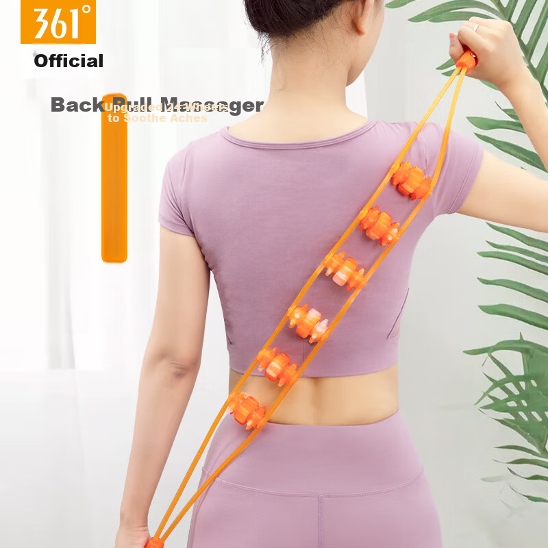 361° Back Strap Massager Shoulder Neck Spine Meridian Clearing Bead Roller Back Roller Self-Massage Device