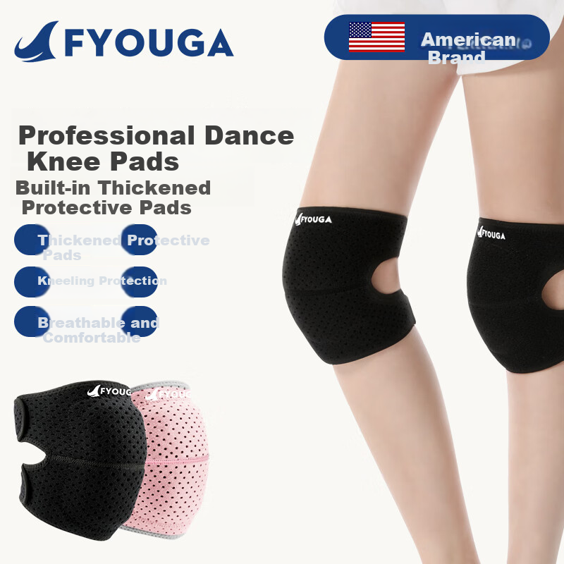 FYOUGA Women's Dance Knee Pads Black XS Anti-Fall Protective Knee Sleeves for Dancing and Sports
