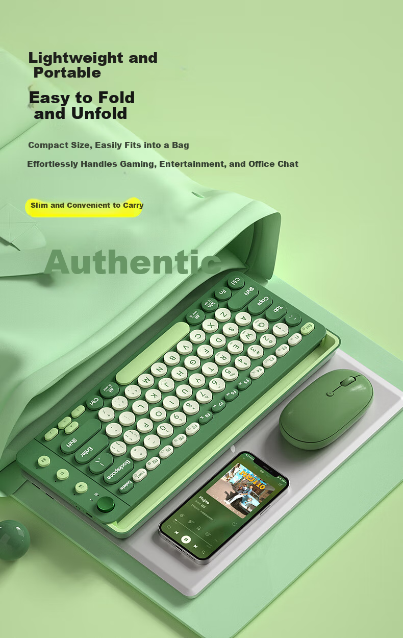 B.O.W Hangshi K650D Rechargeable Card Slot Stand iPad Tri-mode Wireless Bluetooth Keyboard Silent Compatible with Apple Huawei Xiaomi Tablet Phone Laptop Keyboard Cyan Green Indigo 6