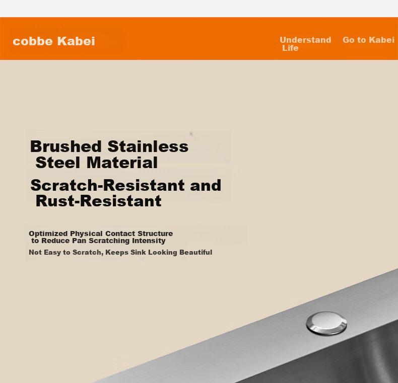 Kabe Kitchen Sink Handmade Thickened Large Single Bowl SUS304 Stainless Steel Vegetable Washing Basin Integrated Dishwashing and Vegetable Washing Sink 11