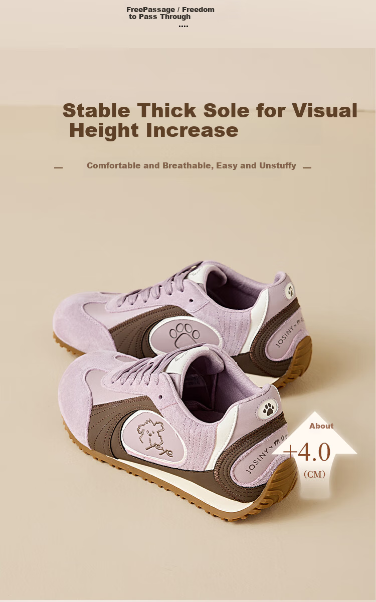 Zhuoshini Casual Purple Puppy 2026 New Women's Height Increasing Trainer Versatile Sports Casual Shoes Gray Purple Size 37 4