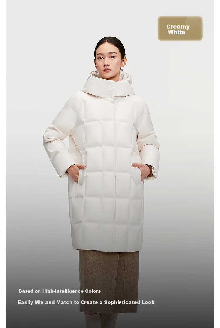 BOSIDENG Off-Season Women's Thickened Hooded Loose Mid-Length Business Versatile Mall-Style Down Jacket 8