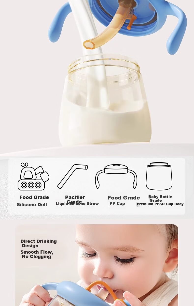 COODORA Children's Milk Cup PPSU Straw Cup 1-3 Years 6 Years Baby Feeding Bottle with Scale Direct Drinking Water Cup 330ml 7