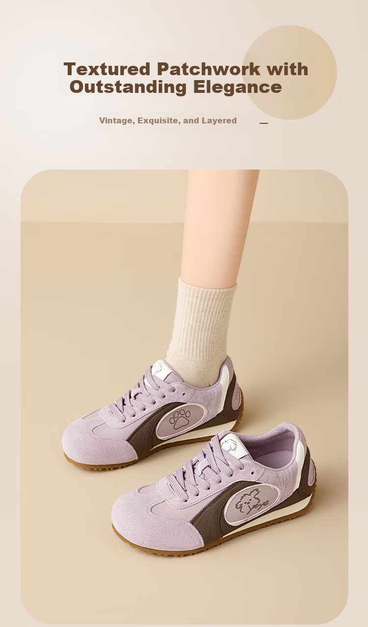 Zhuoshini Casual Purple Puppy 2026 New Women's Height Increasing Trainer Versatile Sports Casual Shoes Gray Purple Size 37 5