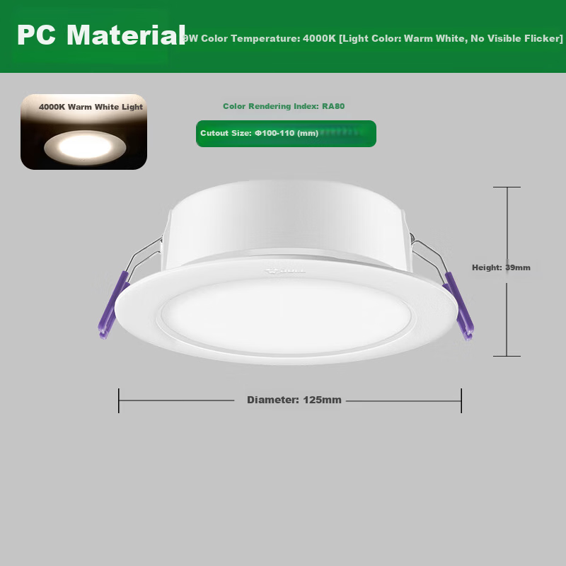 BULL LED Recessed Downlight 9W 4-inch Warm White 4000K Ceiling Light for Living Room, Cutout 100-110mm