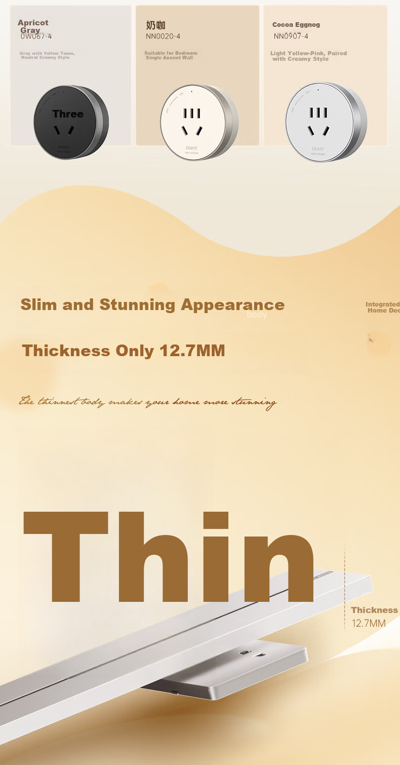 CHNT Track Socket Wall-Mounted Rail Socket Ultra-Thin Phantom 50CM Rail + 3 Adapters Warm White 7
