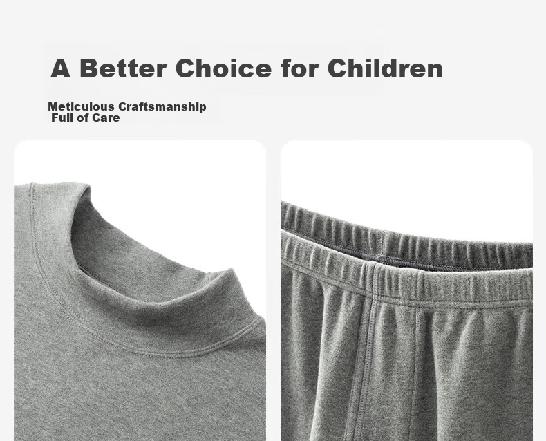 YING BO LUN Youth Kids Thermal Underwear Autumn Set Thickened Cotton Sweater School Uniform Essential 81221 Heather Gray 175 5