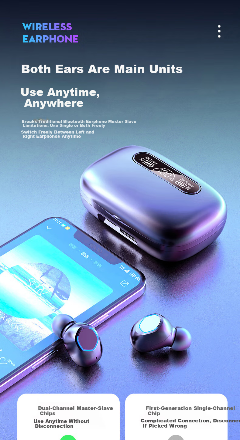Bkayp Bluetooth Wireless In-Ear Earphones Long Battery Life Noise Cancelling High-Quality Sound Compatible with Apple iPhone 17 Huawei Oppo Honor Vivo Music Sports Gaming Emergency Charging 8