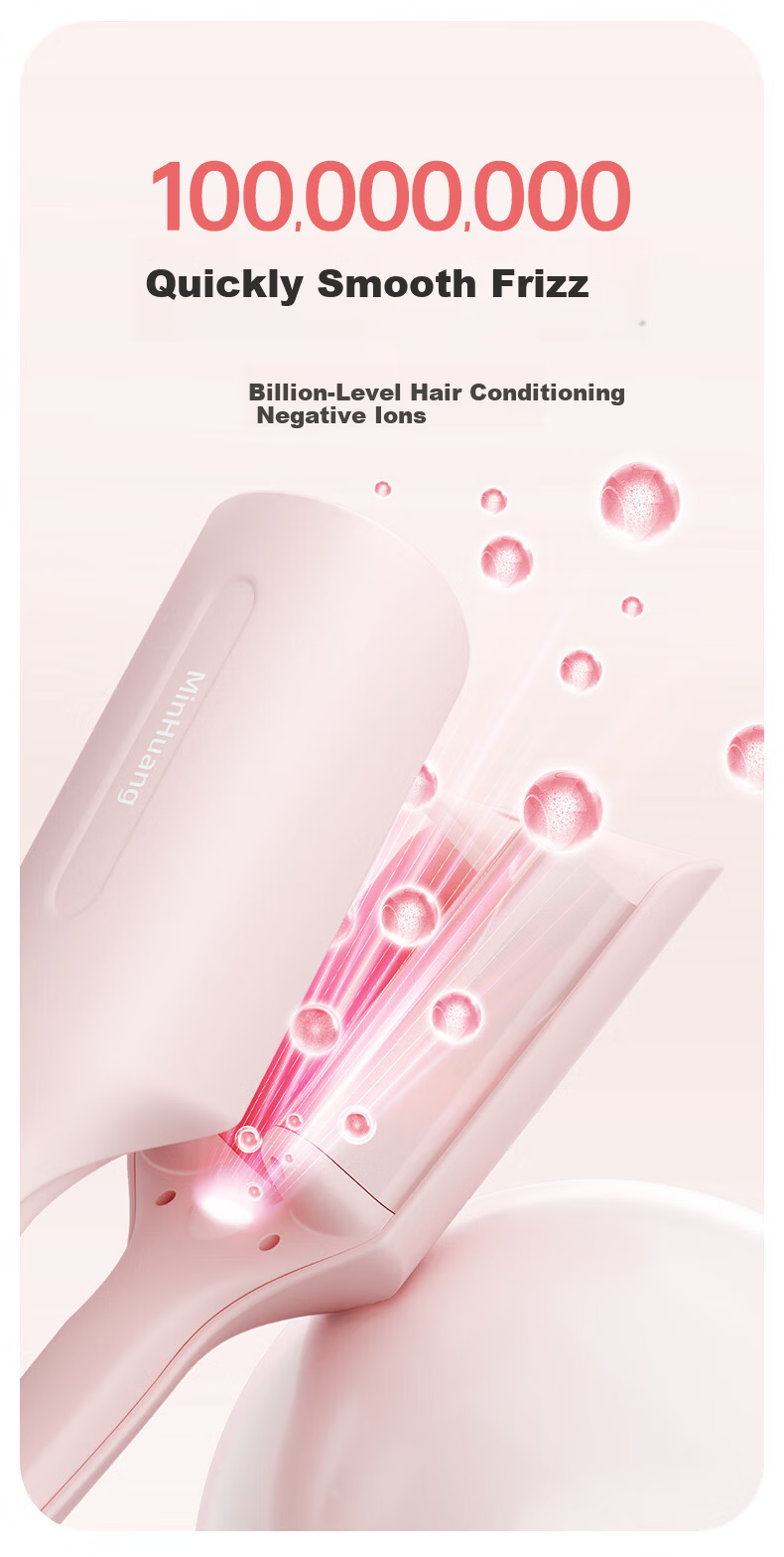 MinHuang 32mm Triple Barrel Curling Iron Water Wave Hair Curler Big Wave Cake Roll Lazy Styling Tool for Women U3 7
