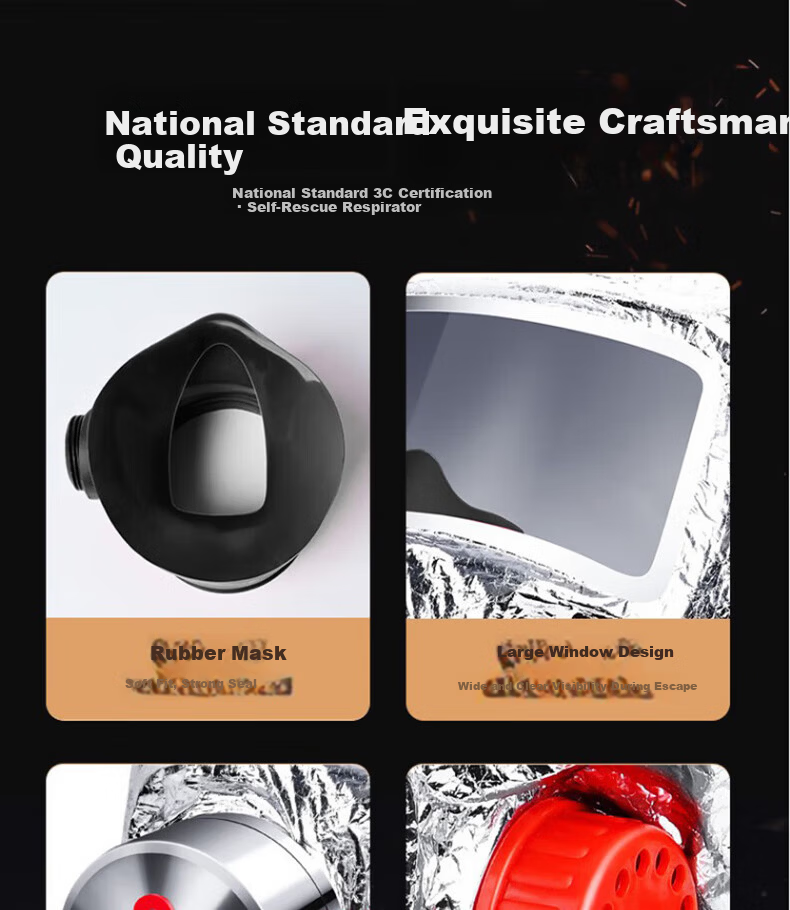 JIANGUAN Firefighting Gas Mask Smoke Protection Mask Fire Certified Fire Escape Mask Filtered Self-Rescue Respirator TZL30 Series 10