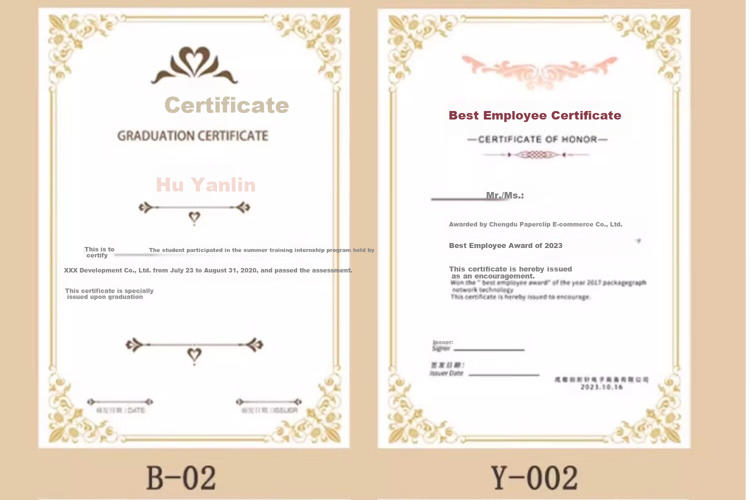 Shuxing New Style Honor Certificate Custom Graduation Certificate Appointment Letter Notification Authorization Inner Pages Custom Kindergarten School Business Core Printing A4 European Style 33