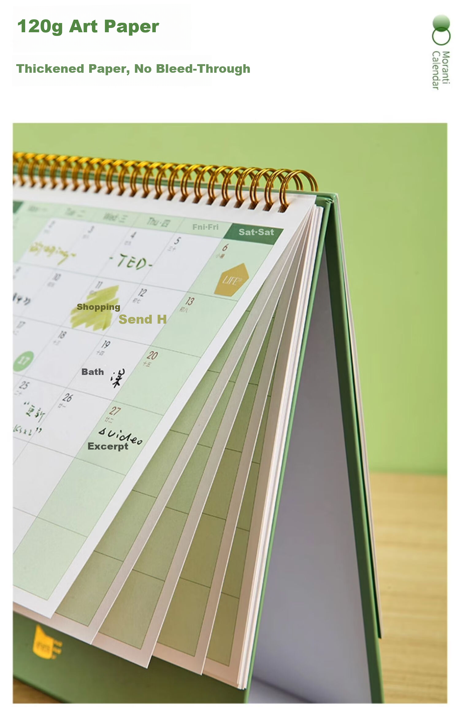 Sannianerban Morandi 2025 Desk Calendar, Desktop Ornament, 2026 Calendar, Self-Discipline Check-In Book, Diary, Wall Clock, Monthly Calendar, Looking Forward to The Future, Medium Size (Olive Green) 7