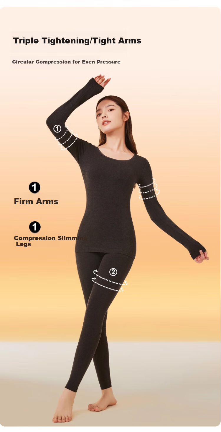 Caiyue Women's Thermal Shapewear Set High-Waist Hip-Lifting Slimming Body Shaping Base Layer Autumn Top and Bottom 9