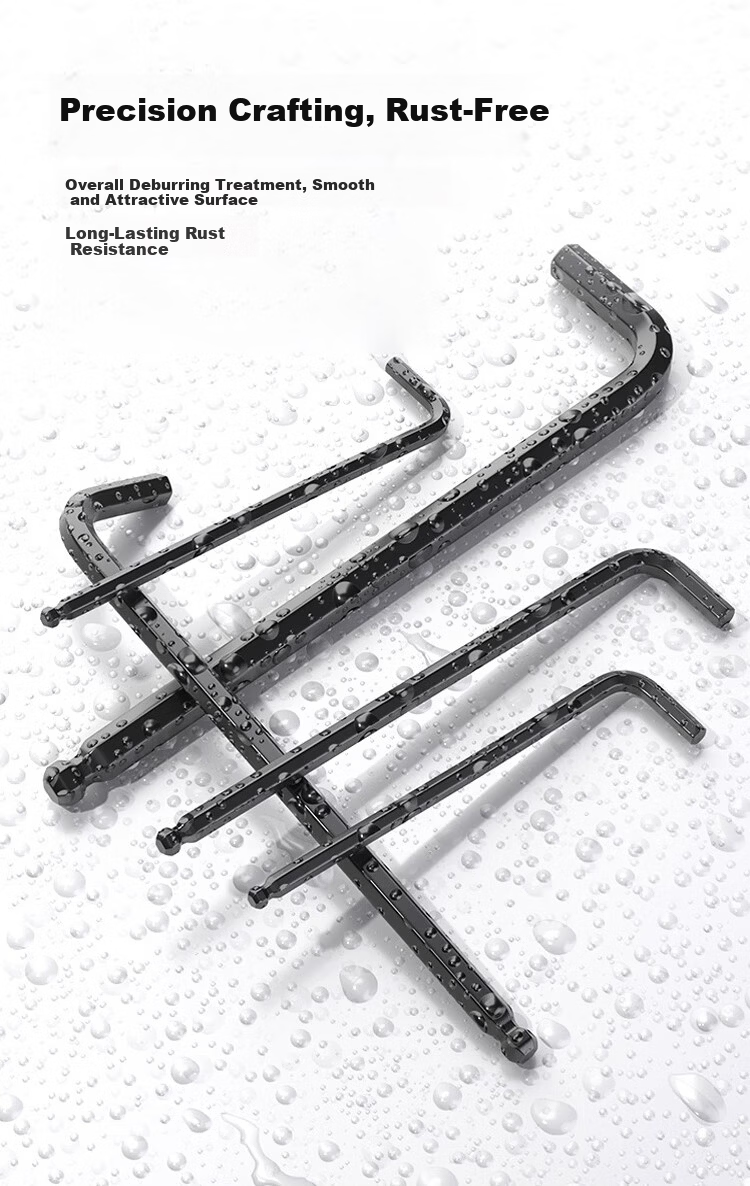 Factory No.1 9-Piece Electroplated Silver Hex Key Set Hex Screwdriver Wrench [Long Ball End] 4