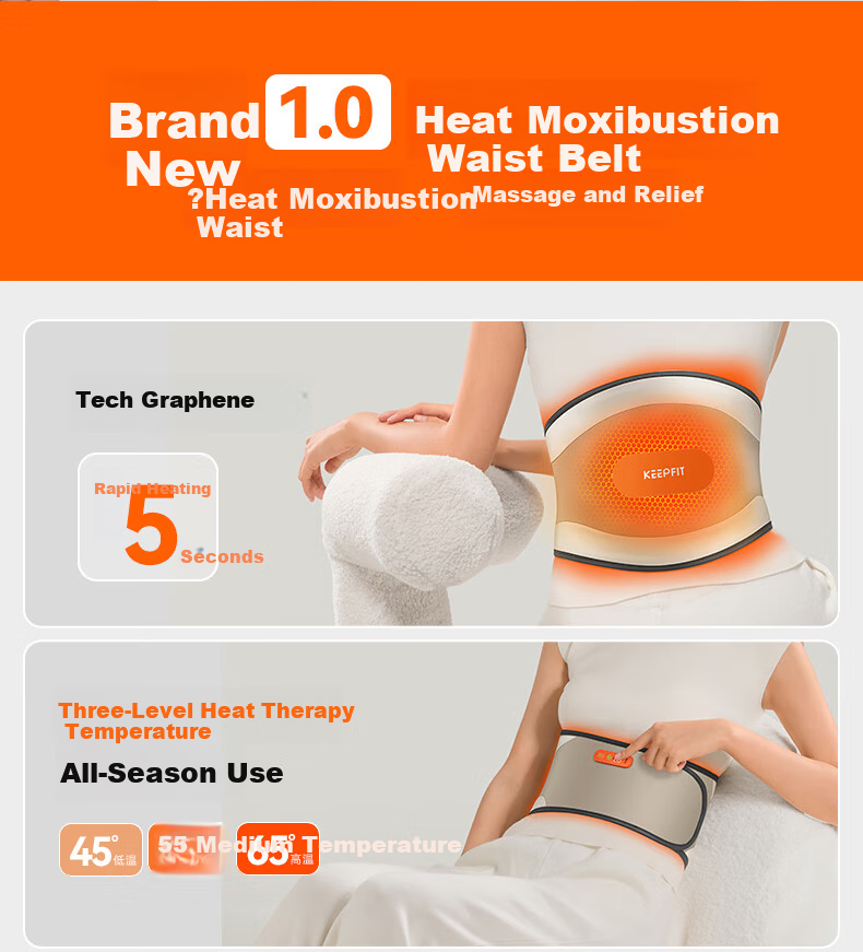 Kepufi Heated Lumbar Massager Waist Support Belt for Lumbar Disc Herniation Moxibustion Therapy Warm Palace Waist Belt W16S - Birthday and Mother's Day Gift for Parents 2