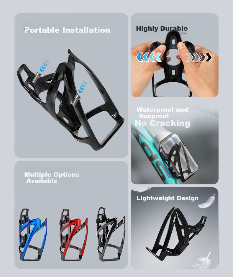 Huangchi Bicycle Water Bottle Cage Colorful Road Mountain Bike Cup Holder Cycling Mount Accessory [Black Red] 2