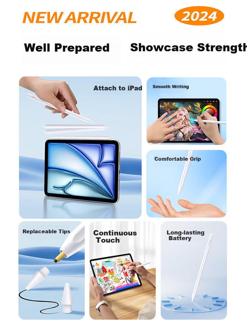 JPLAYER Universal Capacitive Stylus Compatible with IPad Apple/Huawei/Xiaomi Tablets, Third Generation Touch Pen, Microsoft Honor Lenovo Universal Writing Touch Screen Capacitive Stylus 2