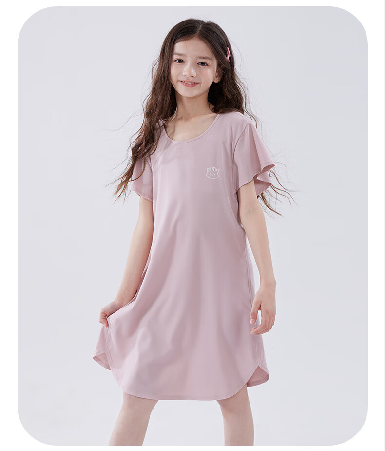 Disney Girls' Modal Nightgown Children's Summer Lightweight Pajamas Teen Air Conditioning Clothes 98114 Purple Size 130 17