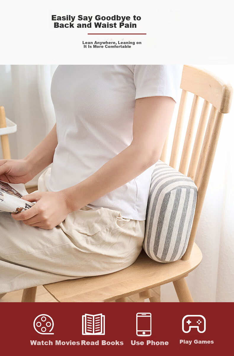 MUJI Workshop Fabric Lumbar Support Cushion for Office and Car Seats, Summer Backrest Waist Protector 6