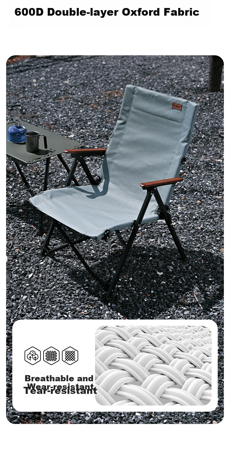 ABENAKI Outdoor High-Back Seal Recliner Aluminum Adjustable Premium Folding Camping Fishing Chair Large River Chair 7