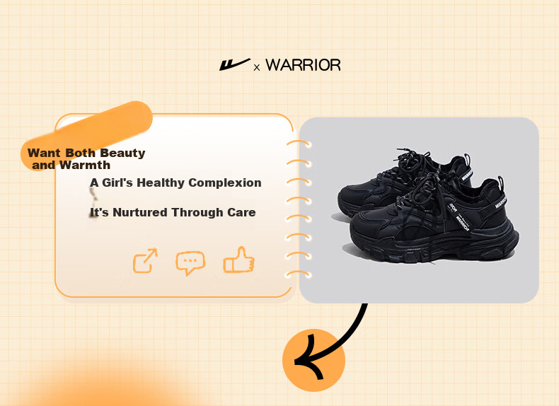 Warrior Official Women's Dad Sneakers 2026 Summer New Plush Warm Versatile Cotton Shoes Black Size 40 2