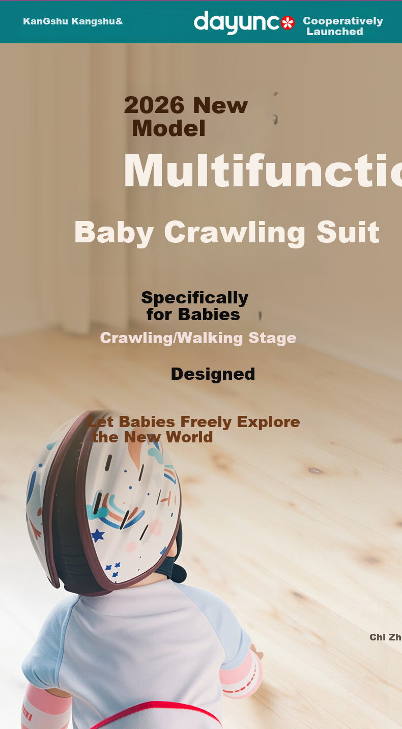 Kangshu Baby Crawling Suit Unisex Indoor Outdoor Anti-Dirt Knee Pads Belly Protection Diaper Cover Floor Cooling Isolation 4