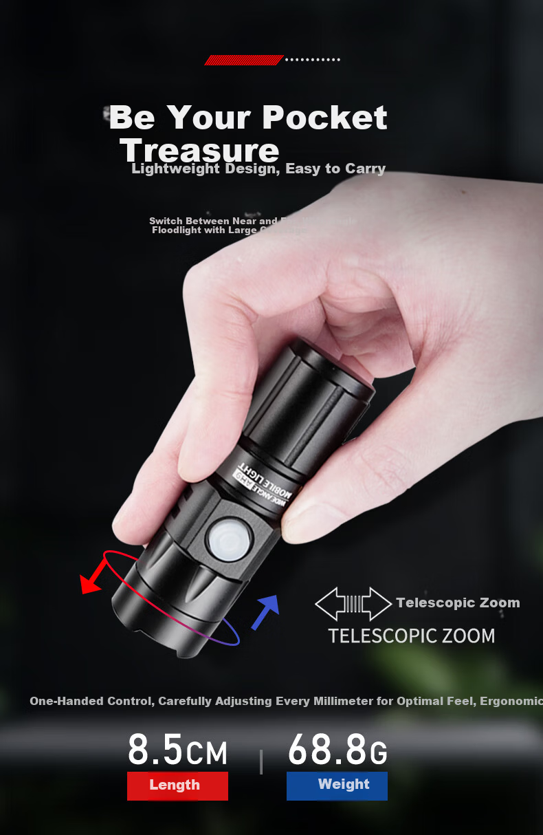 Shuosun Mini Portable Tactical Flashlight Military Ultra-Long Battery Life Strong Light Outdoor Lighting for Students 6