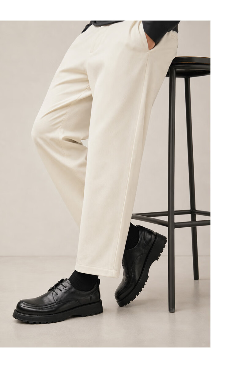 JD Jingzao First Layer Cowhide Men's Gift Spring Summer Business Casual Formal Hand-Grain Wrinkled Casual Leather Shoes 26 New Model Size 39 8