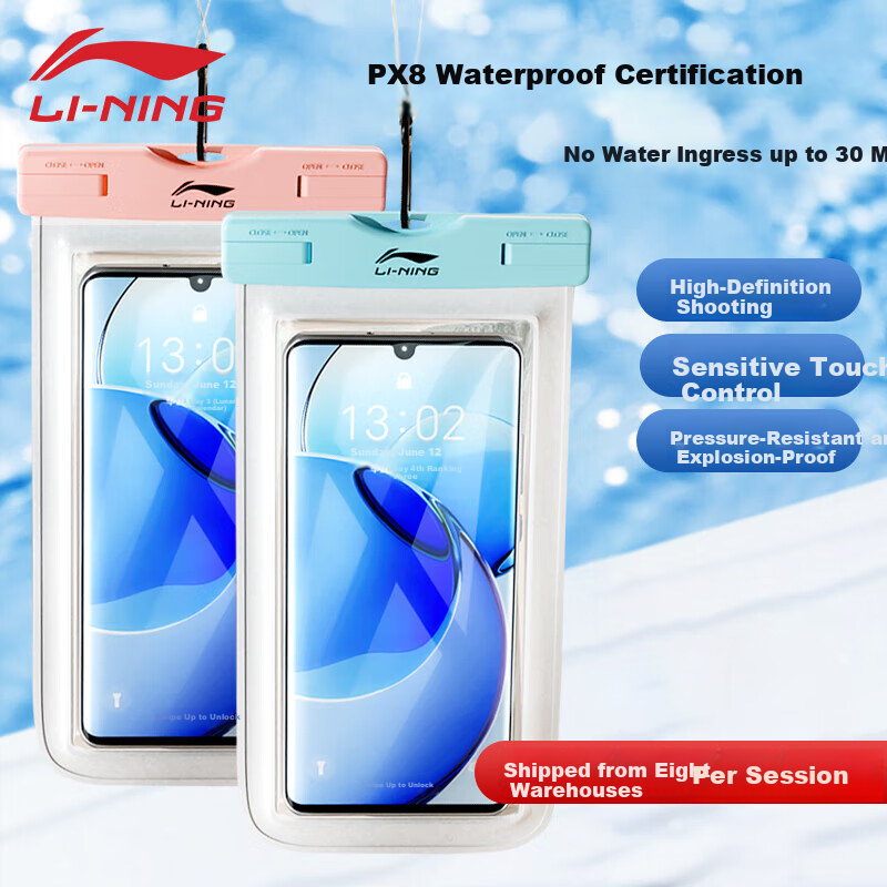 LI-NING Waterproof Touchscreen Phone Pouch Swimming Dustproof Protective Underwater Shooting Case
