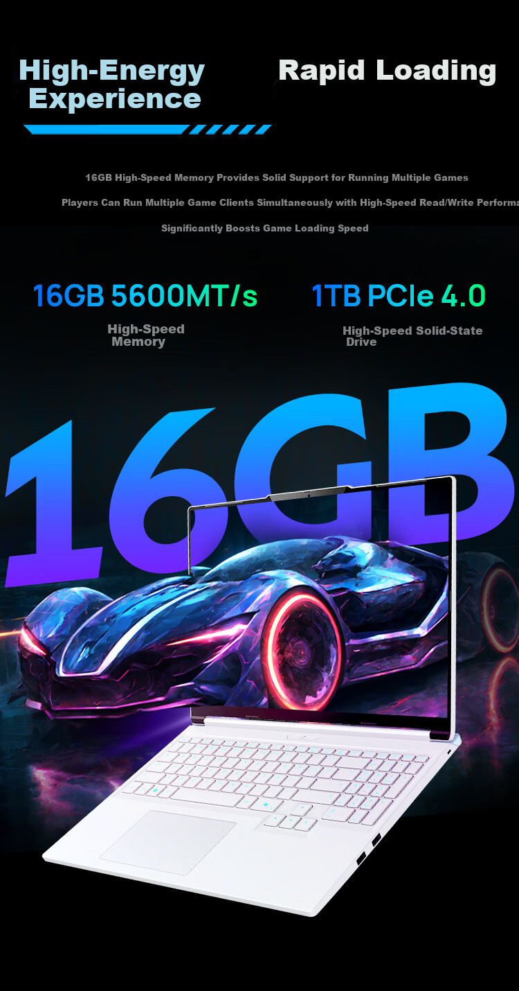 MECHREVO Aurora X Trend Edition Gaming Laptop (Intel Core C7-245HX, 16GB RAM, 1TB SSD, RTX 5070, 2.5K Display, 300Hz, White) 7