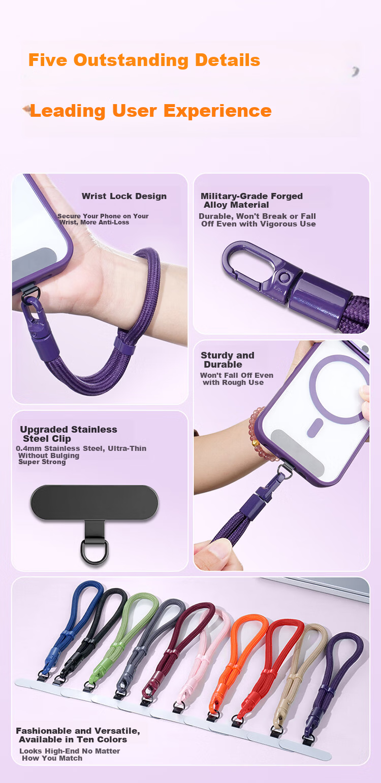 BZBC Phone Lanyard Wrist Strap Anti-Theft Anti-Lost Anti-Drop Pad Connector Back Adhesive USB Keychain Short Strap for Apple Huawei Case Black 1
