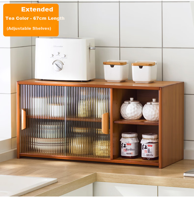 Lao Zhu Craftsman Kitchen Countertop Storage Rack Cup Holder Multi-layer Desktop Organizer Spice Rack Cabinet 55cm Length 22