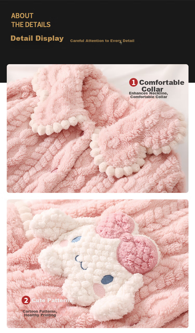 LangSha Children's Coral Fleece Pajamas Girls Autumn Winter 2025 New Thickened Flannel Homewear for Big Girls 4