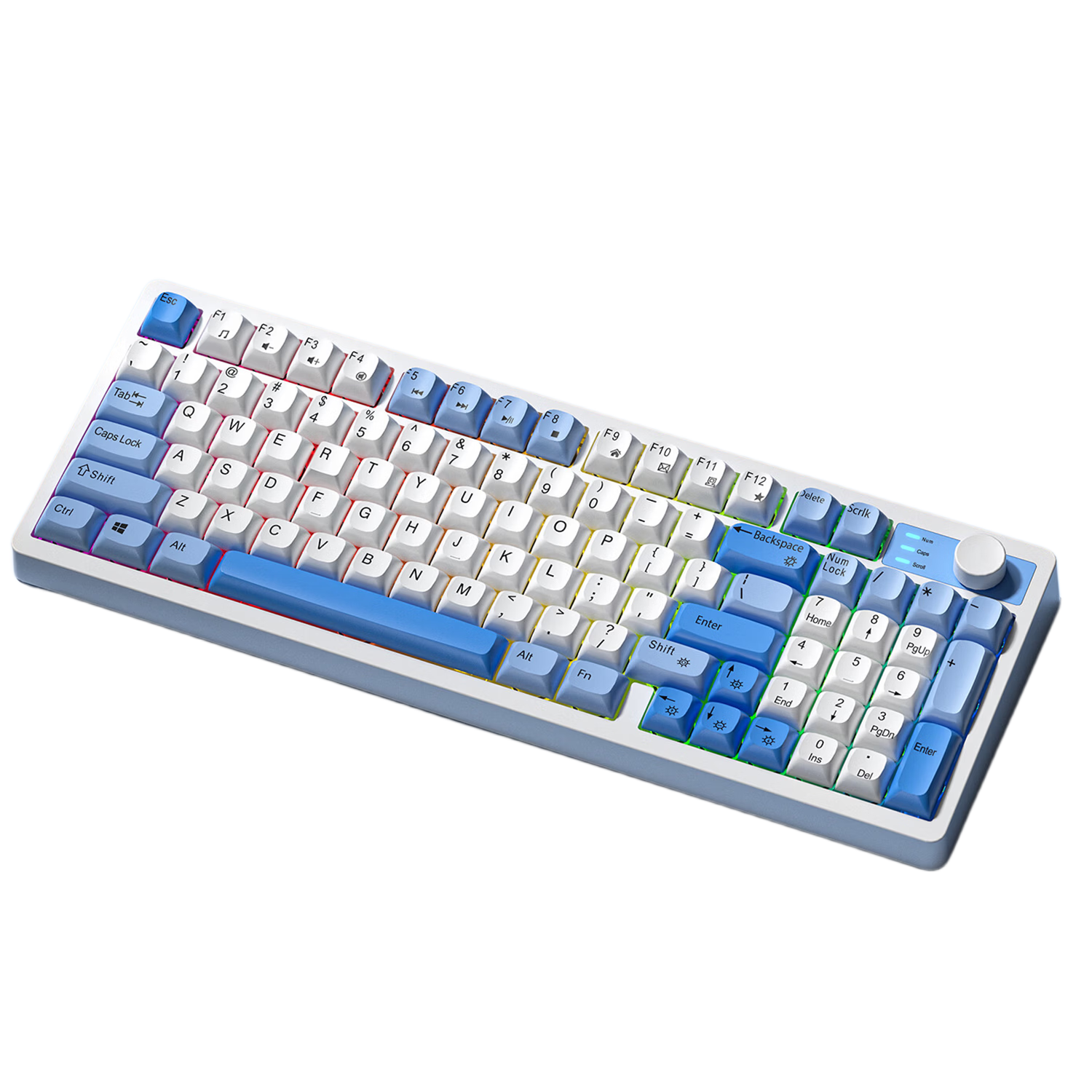 AOC K120 Wired Mechanical Feel Keyboard Gaming Office Keyboard 98-Key Layout Backlit Desktop Laptop Keyboard Sky Blue